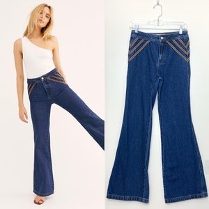 Free People Over the Rainbow Flare Jeans Wide Leg